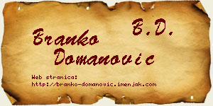 Branko Domanović vizit kartica